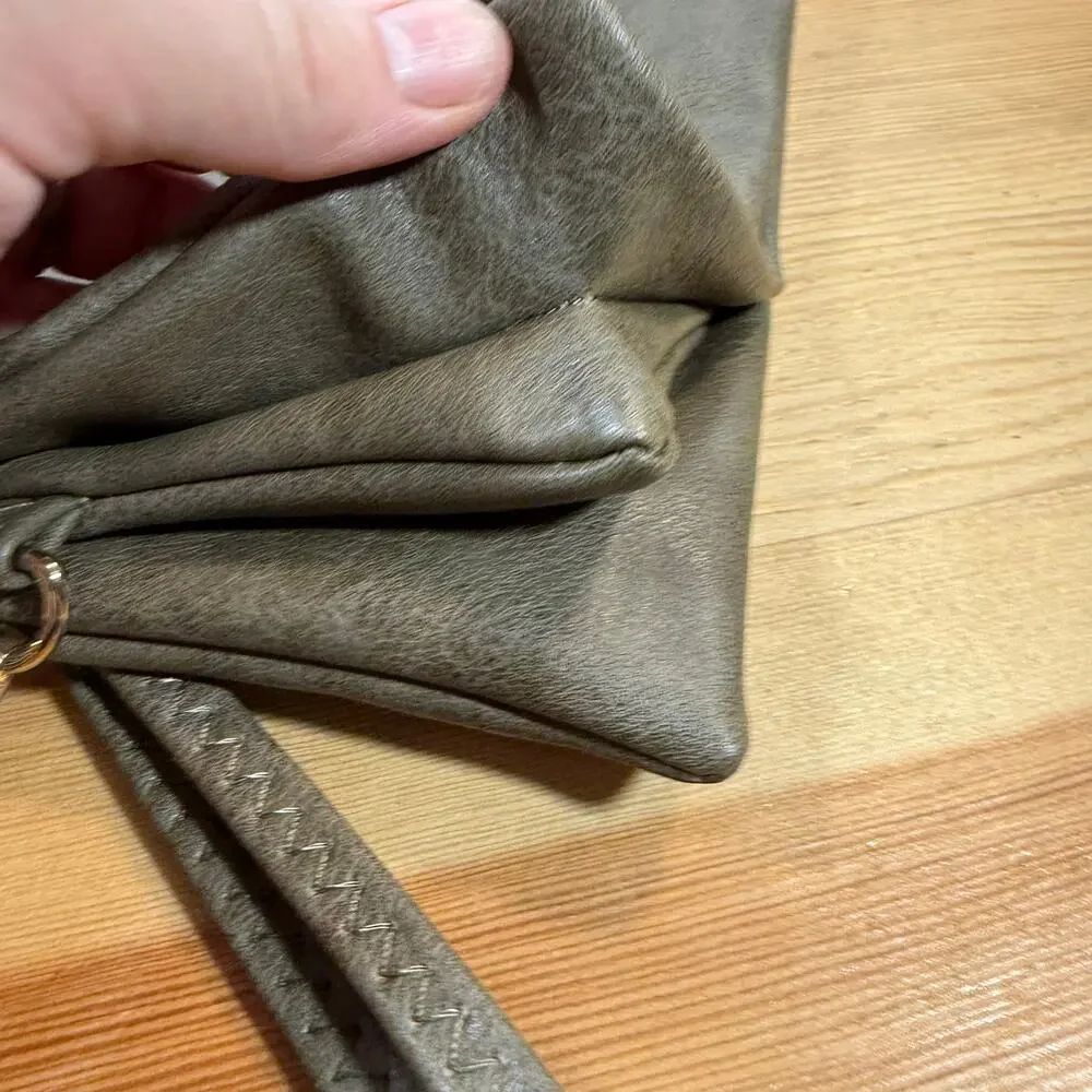 Jen & Co Crossbody Bag Olive Vegan Leather Wristlet Clutch Purse
